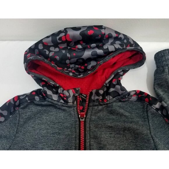 Athletic Works Toddler Tracksuit Gray Red Camo 24 mos DigiCamo Pants Jacket Hood - Picture 10 of 15